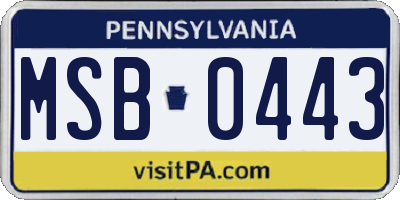 PA license plate MSB0443