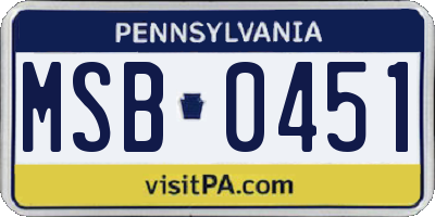 PA license plate MSB0451