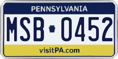 PA license plate MSB0452