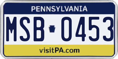 PA license plate MSB0453