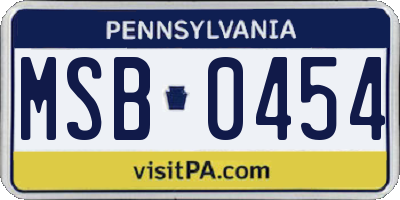 PA license plate MSB0454