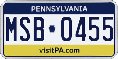 PA license plate MSB0455