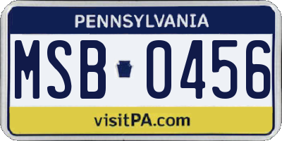PA license plate MSB0456