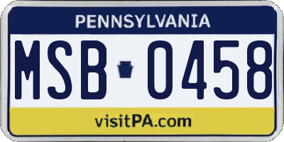 PA license plate MSB0458