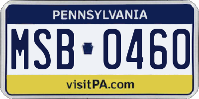PA license plate MSB0460