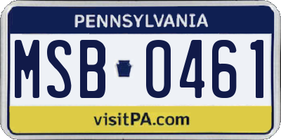 PA license plate MSB0461