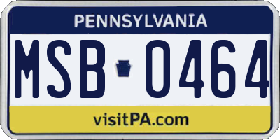 PA license plate MSB0464
