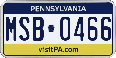 PA license plate MSB0466