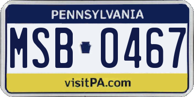 PA license plate MSB0467