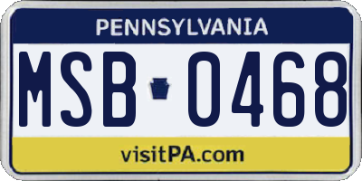 PA license plate MSB0468