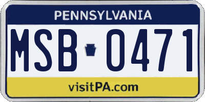 PA license plate MSB0471