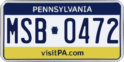PA license plate MSB0472