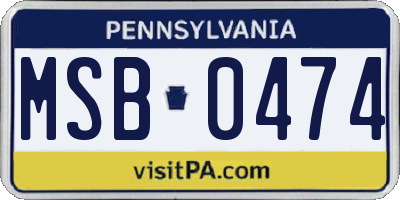 PA license plate MSB0474