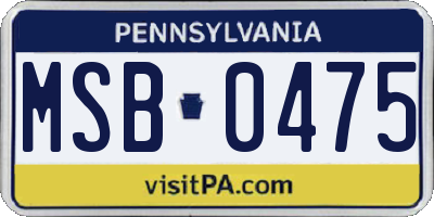 PA license plate MSB0475