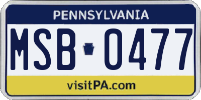 PA license plate MSB0477