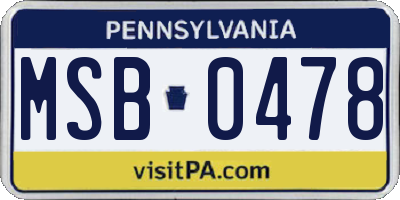 PA license plate MSB0478