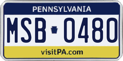 PA license plate MSB0480