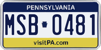 PA license plate MSB0481