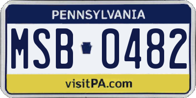 PA license plate MSB0482