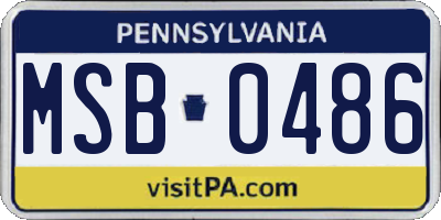 PA license plate MSB0486