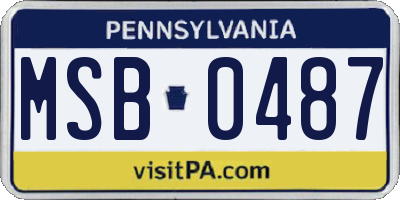 PA license plate MSB0487