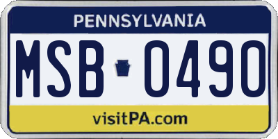 PA license plate MSB0490