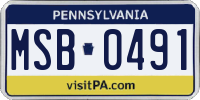 PA license plate MSB0491