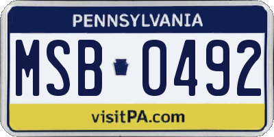 PA license plate MSB0492