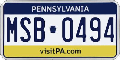 PA license plate MSB0494