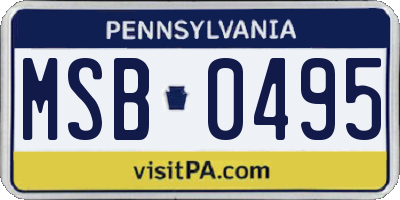 PA license plate MSB0495