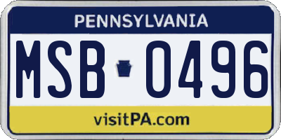PA license plate MSB0496