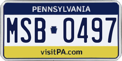 PA license plate MSB0497