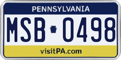 PA license plate MSB0498