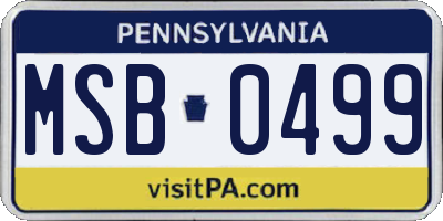 PA license plate MSB0499