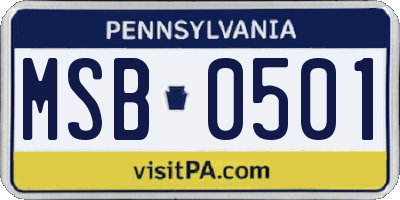 PA license plate MSB0501