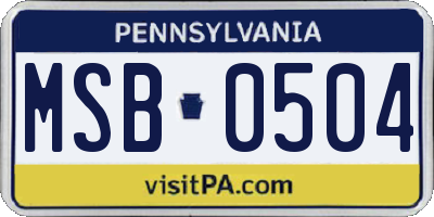 PA license plate MSB0504