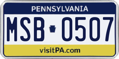 PA license plate MSB0507