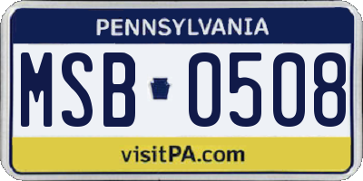 PA license plate MSB0508