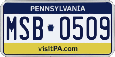 PA license plate MSB0509
