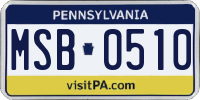 PA license plate MSB0510