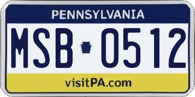 PA license plate MSB0512