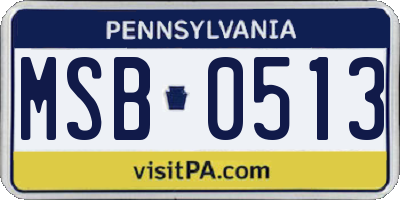 PA license plate MSB0513