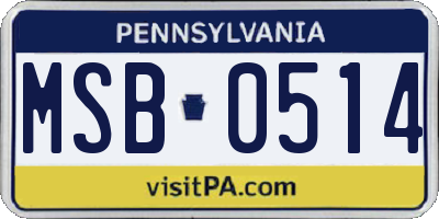 PA license plate MSB0514