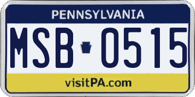 PA license plate MSB0515