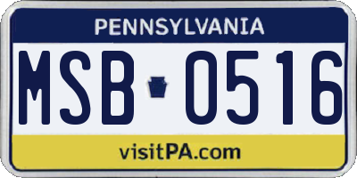 PA license plate MSB0516