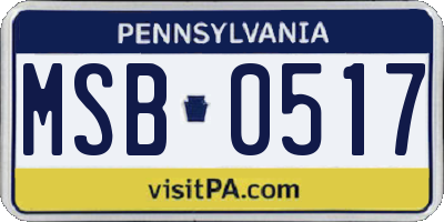 PA license plate MSB0517