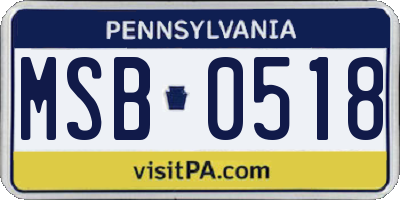 PA license plate MSB0518
