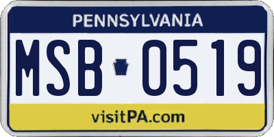 PA license plate MSB0519