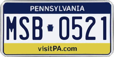 PA license plate MSB0521