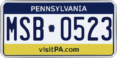 PA license plate MSB0523